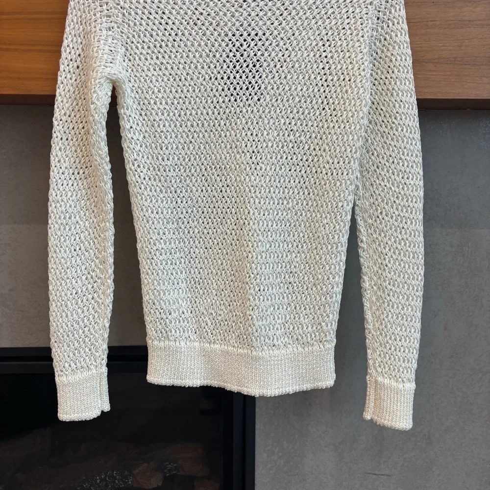NWT Ralph Lauren Purple Label Women's Turtleneck Open Knit White Sweater, Size S